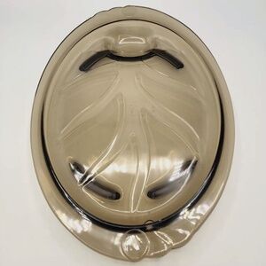 PYREX BROWN/AMBER SMOKE TREE OF LIFE GLASS PLATTER